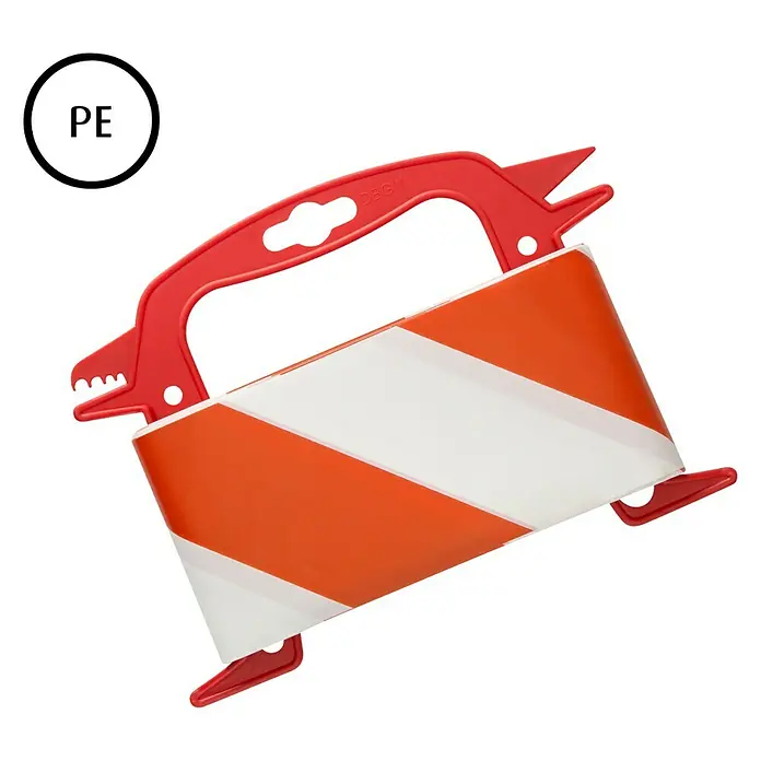 Stabilit Cinta de bloqueo - L x An: 100 m x 80 mm, Rojo/Blanco - Vista frontal