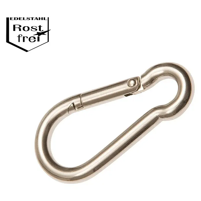 Vatrogasna karabinska kuka - D x Š: 40 x 19 mm, Opteretivost: 10 kg, Plemeniti čelik - Pogled sprijeda