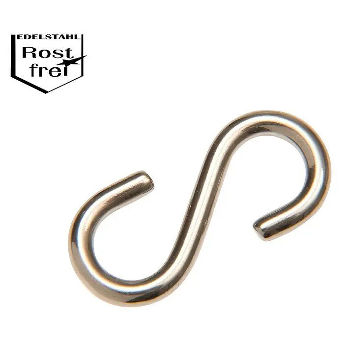 S-Haken - Ø x L: 4 x 35 mm, Edelstahl - Vorderansicht