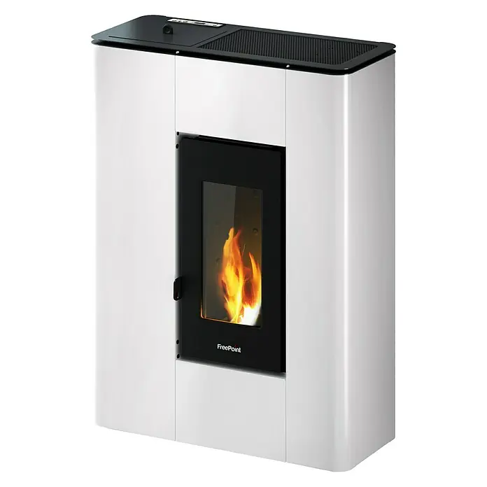 FreePoint Pelletofen Atrium - 5,2 kW, Raumheizvermögen: 60 - 125 m³, Weiß - Rechte Seitenansicht