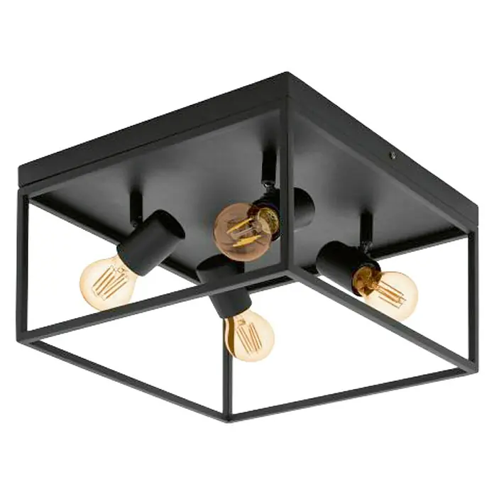 Eglo Deckenstrahler Silentina - 160 W, L x B x H: 36 x 36 x 20,5 cm, Schwarz, E27, 4 Stk.