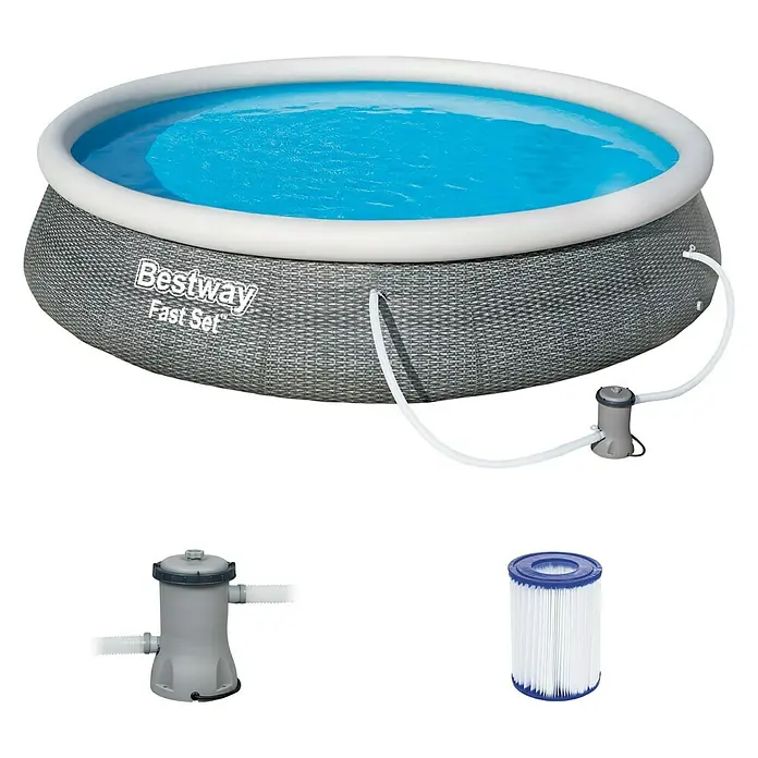 Bestway Pool-Set Fast Set - Durchmesser: 396 cm, Höhe: 84 cm, 7.340 l