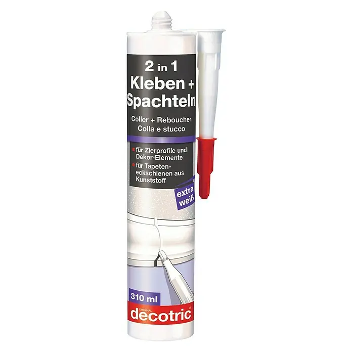 Decotric Universalspachtel 2 in 1 Kleben und Spachteln - 310 ml, Gebrauchsfertig - Vorderansicht