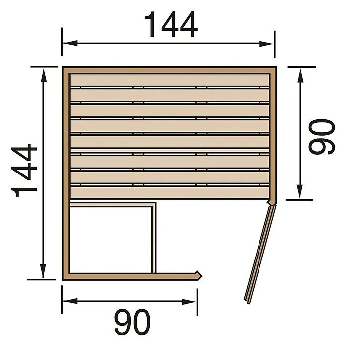 Finnwood Elementsauna Ronja 1 - Mit 3,6 kW Saunaofen mit externer Steuerung, Material Tür: Einscheibensicherheitsglas (ESG), 142 x 142 x 199 cm - Ansicht von oben