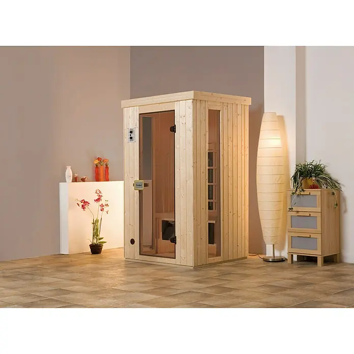 Finnwood Infrarotkabine Svea Trend 1 - 1.700 W, 4 Keramikstrahler, 99 x 108 x 190 cm - Stimmungsaufnahme