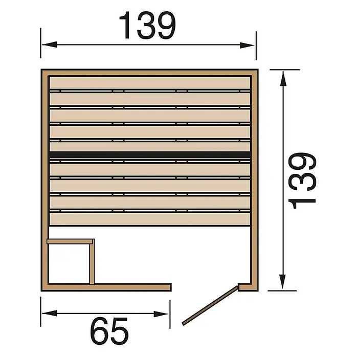 Finnwood Massivholzsauna Lasse 1 - Mit 3,6 kW Bio-Ofen mit externer Steuerung, Material Tür: Einscheibensicherheitsglas (ESG), 139 x 139 x 203 cm - Ansicht von oben