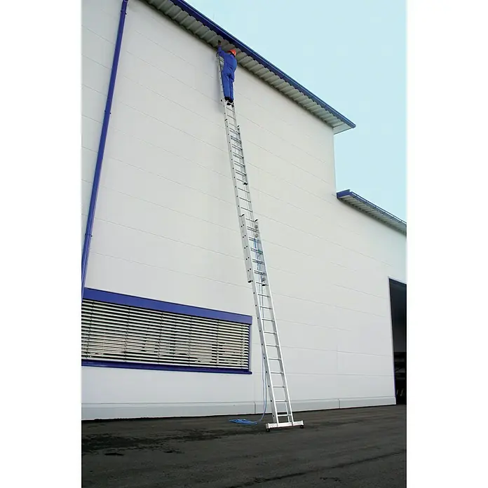Krause Stabilo Sprossen-Seilzugleiter - Arbeitshöhe: 11,35 m, 3 x 16 Sprossen, Aluminium - Anwendungsbeispiel