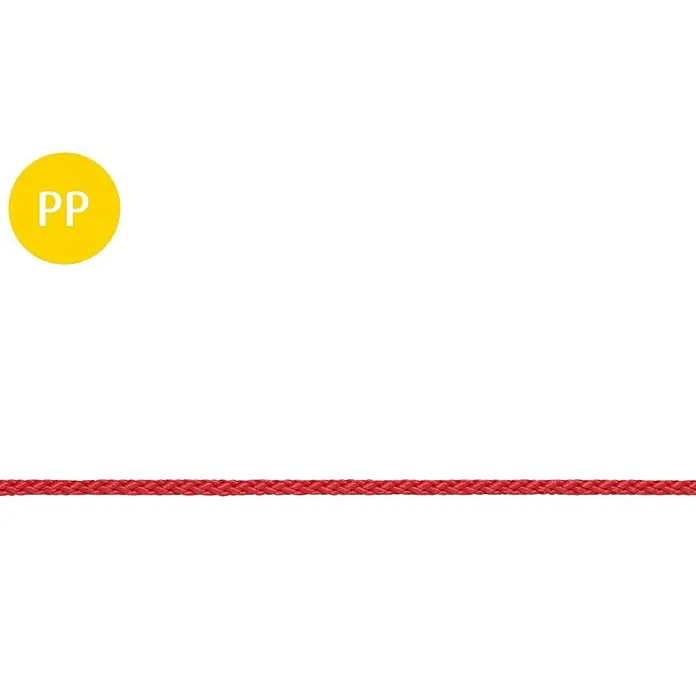 Stabilit PP kötél méterenként - méretre vágva kapható, Terhelhetőség: 18 kg, Piros, Átmérő: 3 mm, Polipropilén - Elülső nézet