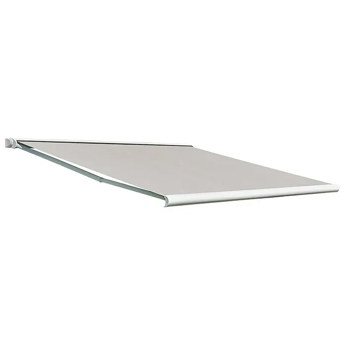 Deyo Limassol Vollkassettenmarkise - Beige, Farbe Gestell: Weiß, Breite: 4 m, Ausfall: 3,5 m - Diagonale Ansicht
