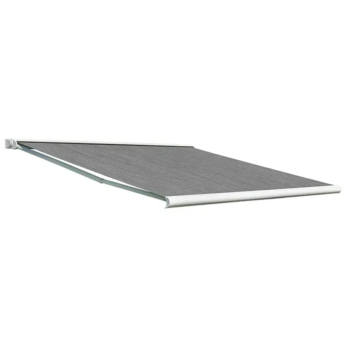 Deyo Limassol Vollkassettenmarkise - Sandbeige, Farbe Gestell: Weiß, Breite: 4 m, Ausfall: 3,5 m - Diagonale Ansicht
