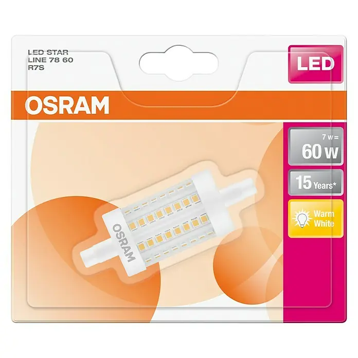 Osram Star LED-Leuchtmittel Line - 7 W, R7s, Lichtfarbe: Warmweiß, Nicht Dimmbar, Kolben