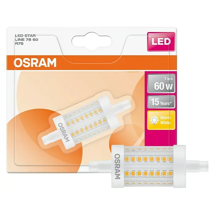 Osram Star Bombilla LED - 7 W, R7s, Color de luz: Blanco cálido, No regulable, Pistón
