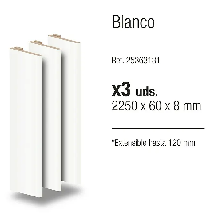 PortStylo Recrecido extensible de 60 a 120 mm - 60 x 8 mm, Blanco