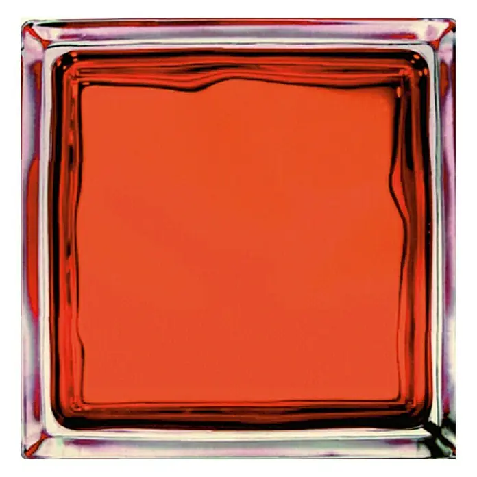 Glasblok BRILLY - Oranje, Structuur: Wolk, Vierkant