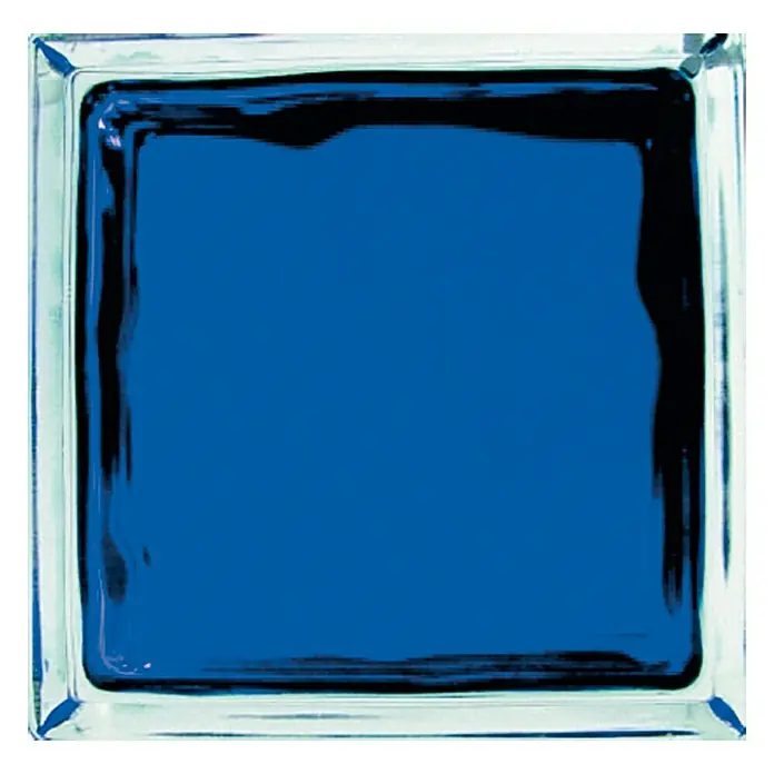 Glasblok BRILLY - Blauw, Structuur: Wolk, Vierkant