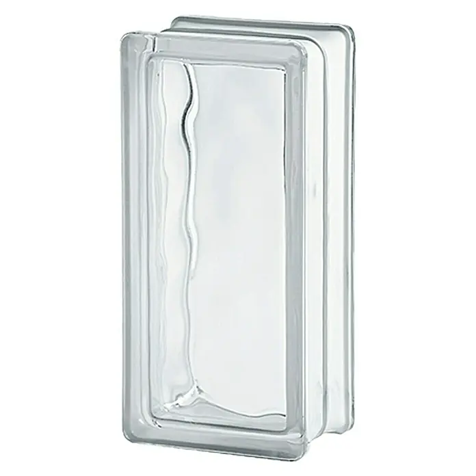 Staklena opeka Basic - Prozirno, Struktura: Oblak, Pravokutno, 24 x 12 x 8 cm - Pogled sprijeda