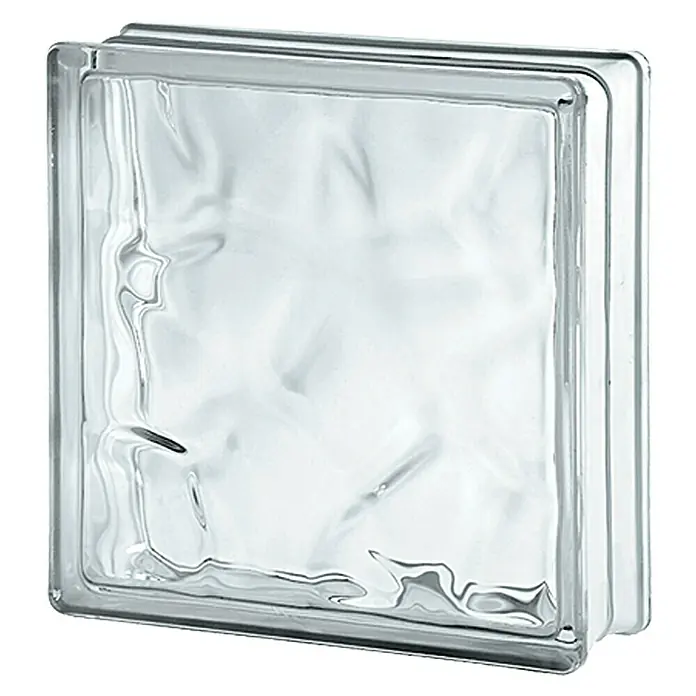 Staklena opeka Basic - Prozirno, Struktura: Oblak, Kvadratno, 24 x 24 x 8 cm - Pogled sprijeda