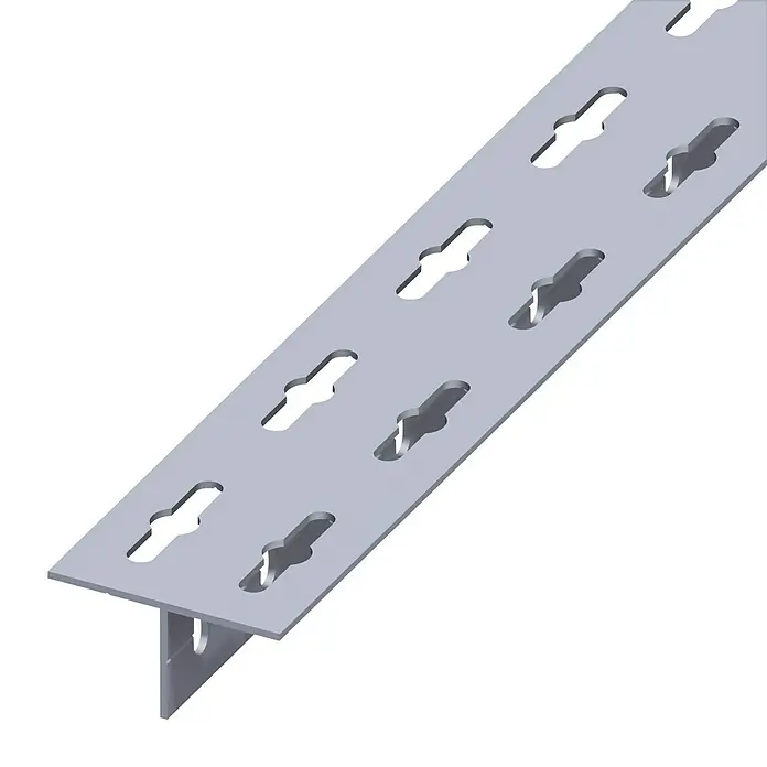 Kantoflex T-Profil - 1.000 x 68,6 x 35,5 mm, Aluminium, Blank, Gelocht, Stärke: 2,4 mm - Linke Seitenansicht