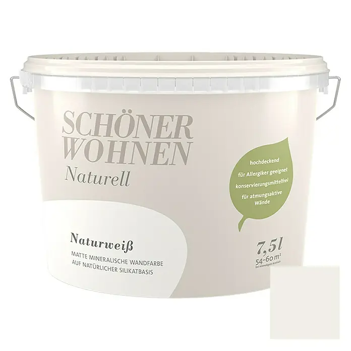 SCHÖNER WOHNEN-Farbe Muurverf Naturell Natuurlijk wit - Natuurlijk wit, 7,5 l, Mat