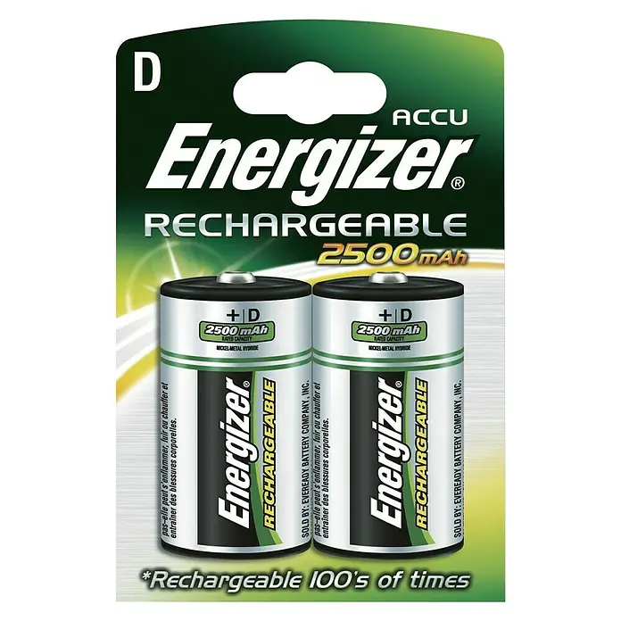 Energizer Rechargeable PowerPlus Akku Rechargeable PowerPlus - Mono D, 2.500 mAh, Nickel-Metallhydrid, 2 Stk.