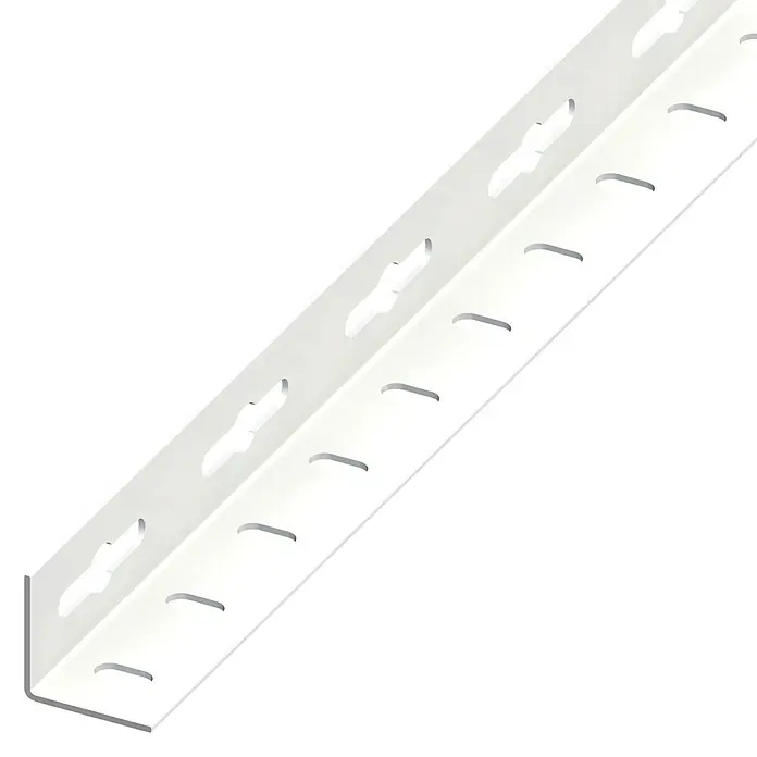 Kantoflex Winkelprofil - 1.000 x 23,5 x 23,5 mm, Stärke: 1,2 mm, Stahl, Weiß, Gelocht - Linke Seitenansicht