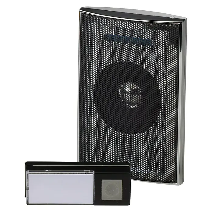 Heidemann Funk-Gong-Set HX Music Box - Batteriebetrieben, Schwarz/Silber, Schwarz, Reichweite ca.: 200 m, IP55 - Vorderansicht