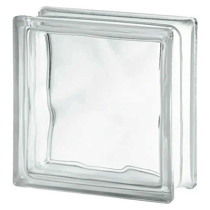 Glasblok Basic - Helder, Structuur: Wolk, Vierkant - Diagonaal zicht