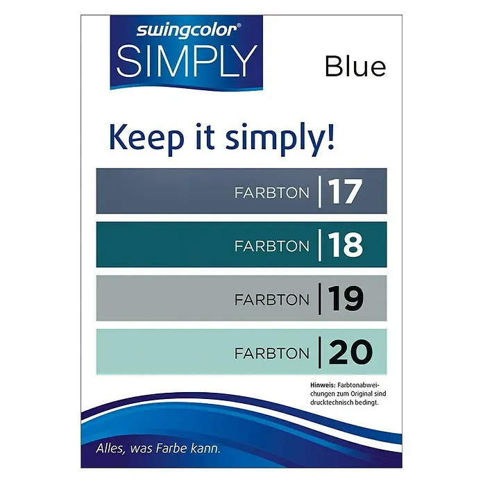 swingcolor Wandfarbe SIMPLY Tester Blau - Blau - Nr. 19, 50 ml, Matt
