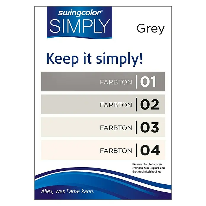 swingcolor Wandfarbe SIMPLY Grau - Grau - Nr. 01, 1 l, Matt