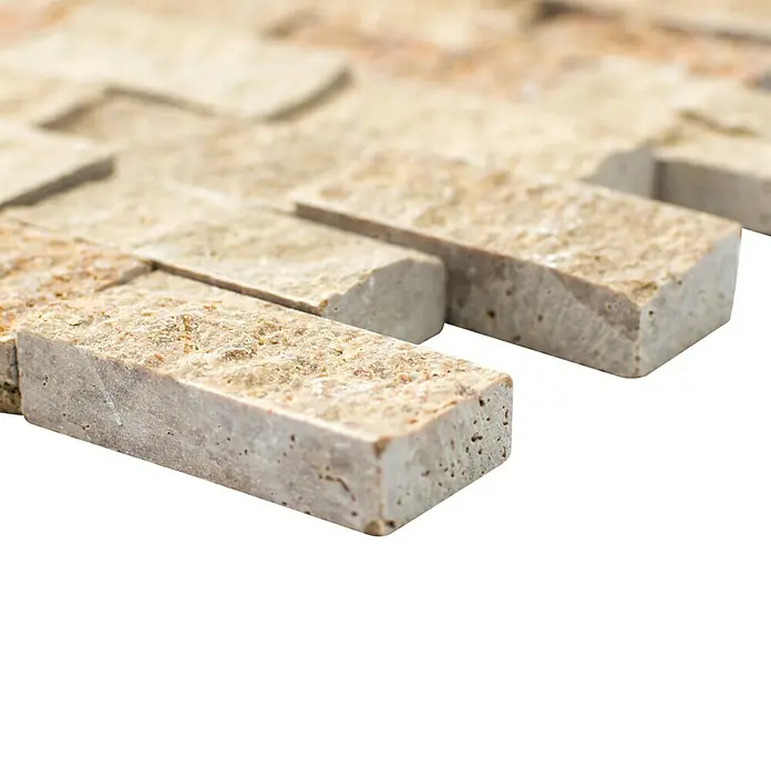 Mosaikfliese Brick Splitflace Noce X3D 44248 - 30,5 x 29 cm, Beige, Matt - Detailaufnahme