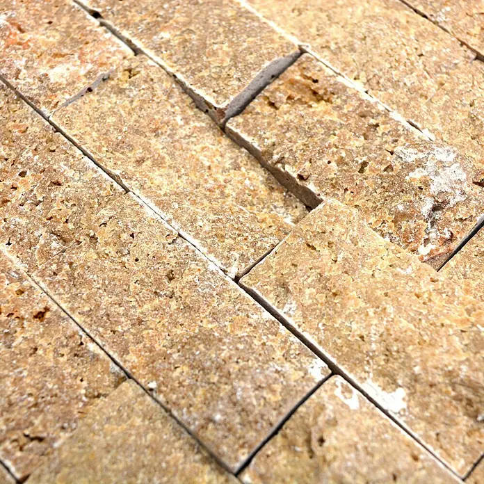 Mosaikfliese Brick Splitflace Noce X3D 44248 - 30,5 x 29 cm, Beige, Matt - Detailaufnahme