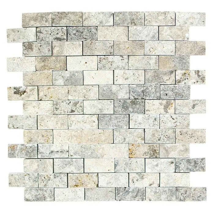 Mosaikfliese Brick Splitface X3D 47248 - 30,5 x 29 cm, Silber, Matt - Ansicht von oben