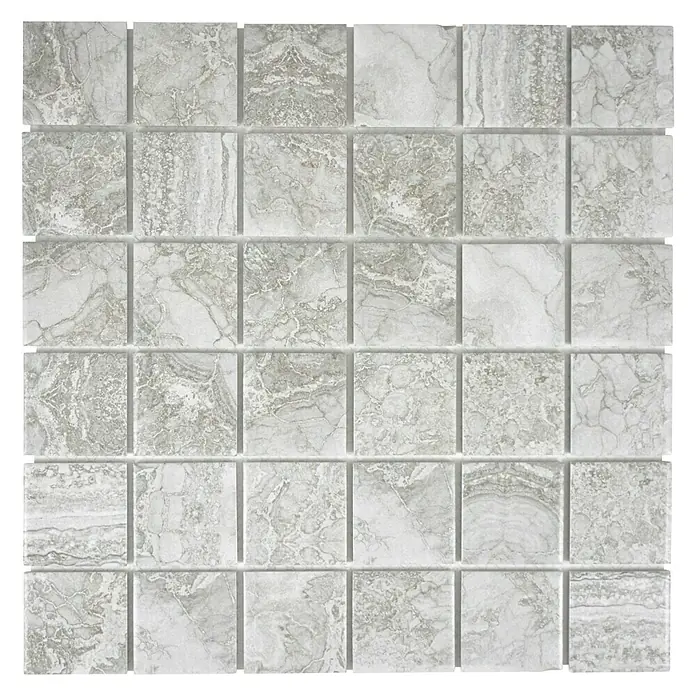 Mosaikfliese Quadrat Cortona CIM Q48 CG - 30,6 x 30,6 cm, Grau, Matt - Ansicht von oben