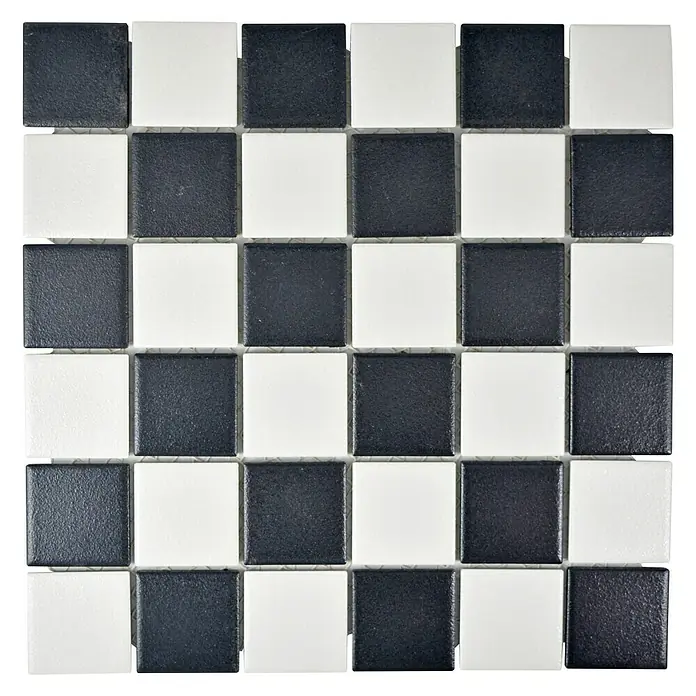 Mosaikfliese Quadrat Mix SAT 348 - 29,8 x 29,8 cm, Schwarz/Weiß, Matt - Ansicht von oben