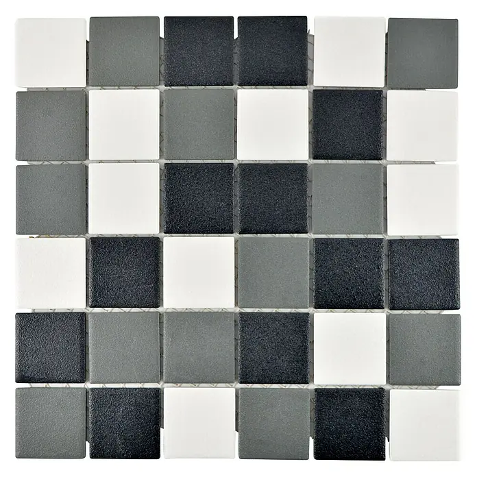 Mosaikfliese Quadrat Mix SAT 543 - 29,8 x 29,8 cm, Schwarz/Grau/Weiß, Matt - Ansicht von oben