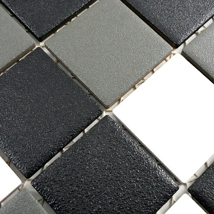 Mosaikfliese Quadrat Mix SAT 543 - 29,8 x 29,8 cm, Schwarz/Grau/Weiß, Matt - Detailaufnahme