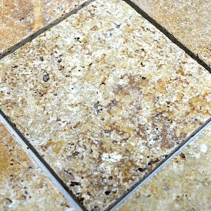 Antikmarmor Travertin - 10 x 10 cm, Gold, Matt - Detailaufnahme