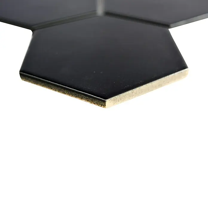 Mosaikfliese Hexagon Uni HX 115 - 25,6 x 29,55 cm, Schwarz, Matt - Detailaufnahme
