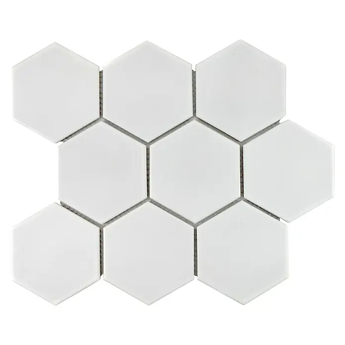 Mosaikfliese Hexagon Uni HX 105 - 25,6 x 29,55 cm, Weiß, Matt - Ansicht von oben