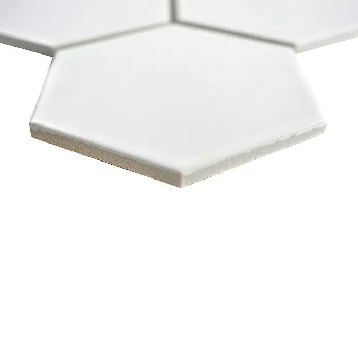 Mosaikfliese Hexagon Uni HX 105 - 25,6 x 29,55 cm, Weiß, Matt - Detailaufnahme