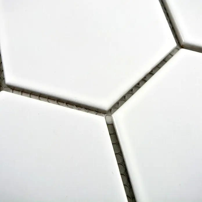 Mosaikfliese Hexagon Uni HX 105 - 25,6 x 29,55 cm, Weiß, Matt - Detailaufnahme