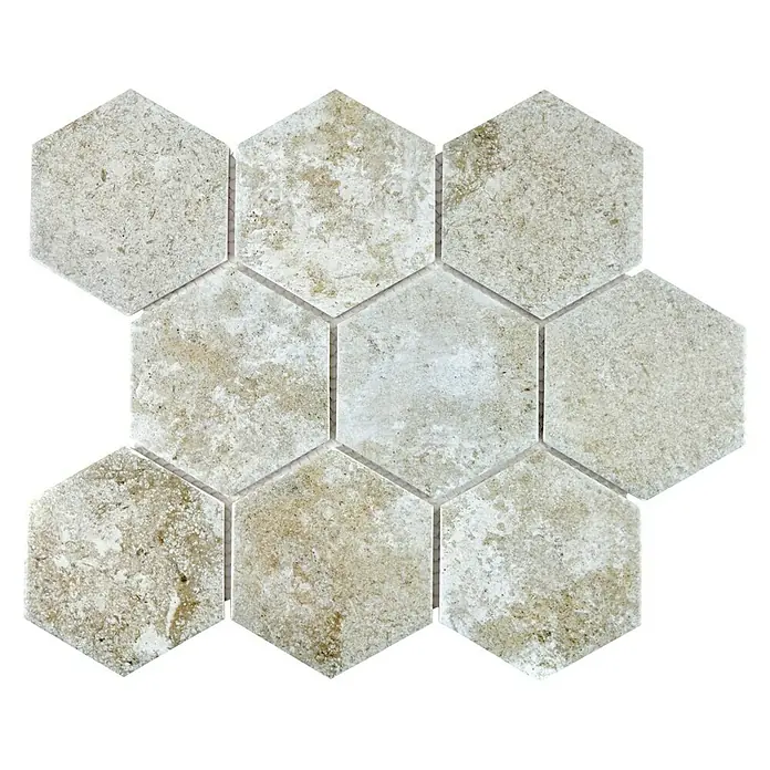 Mosaikfliese Hexagon CIM HX9 CU - 25,6 x 29,55 cm, Grau, Matt - Ansicht von oben