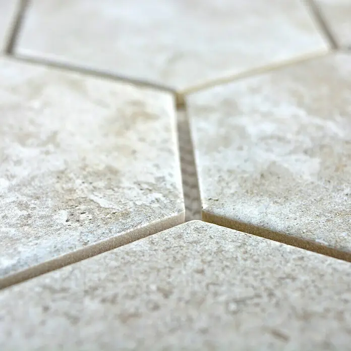 Mosaikfliese Hexagon CIM HX9 CU - 25,6 x 29,55 cm, Grau, Matt - Detailaufnahme