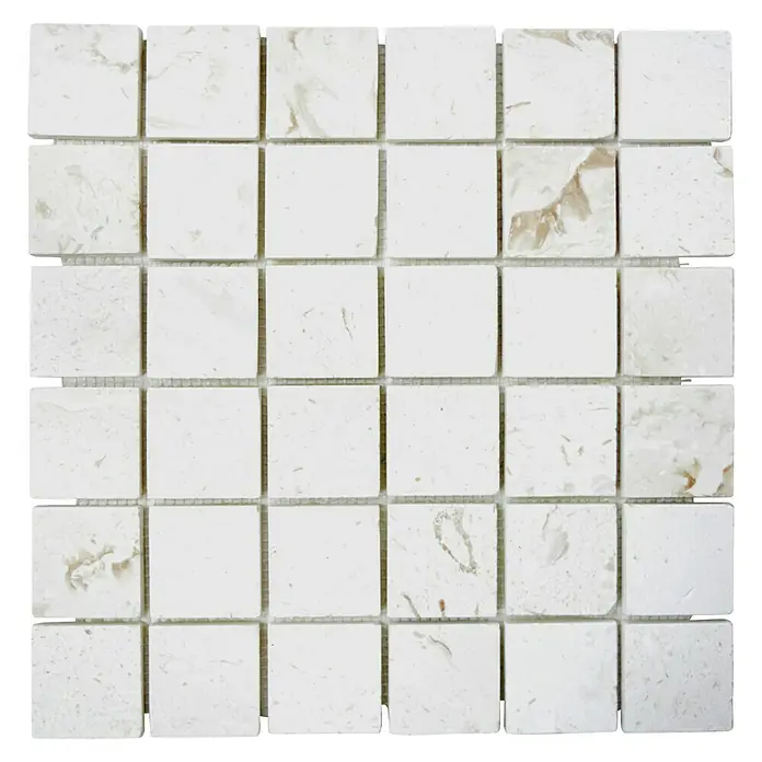 Mosaikfliese Quadrat Lymra XNT 59048 - 30,5 x 30,5 cm, Beige/Weiß, Matt - Ansicht von oben