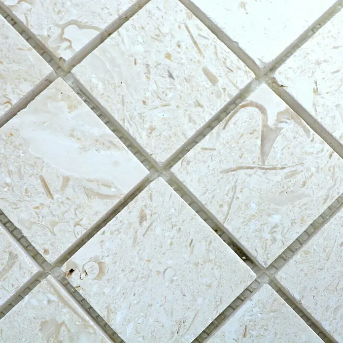 Mosaikfliese Quadrat Lymra XNT 59048 - 30,5 x 30,5 cm, Beige/Weiß, Matt - Detailaufnahme