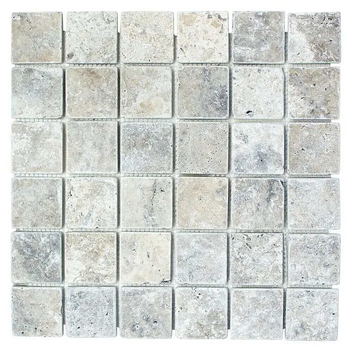 Mosaikfliese Quadrat XNT 47048 - 30,5 x 30,5 cm, Silber, Matt - Ansicht von oben