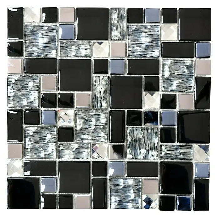 Mosaikfliese Crystal Mix XCM MC689 - 30 x 30 cm, Schwarz, Glänzend - Ansicht von oben