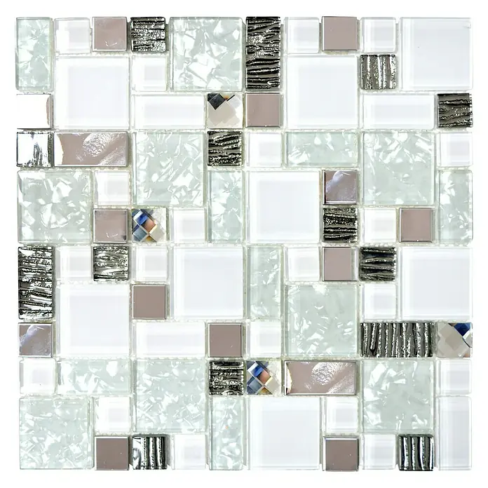 Mosaikfliese Crystal Mix XCM MC699 - 30 x 30 cm, Weiß/Grau, Glänzend - Ansicht von oben