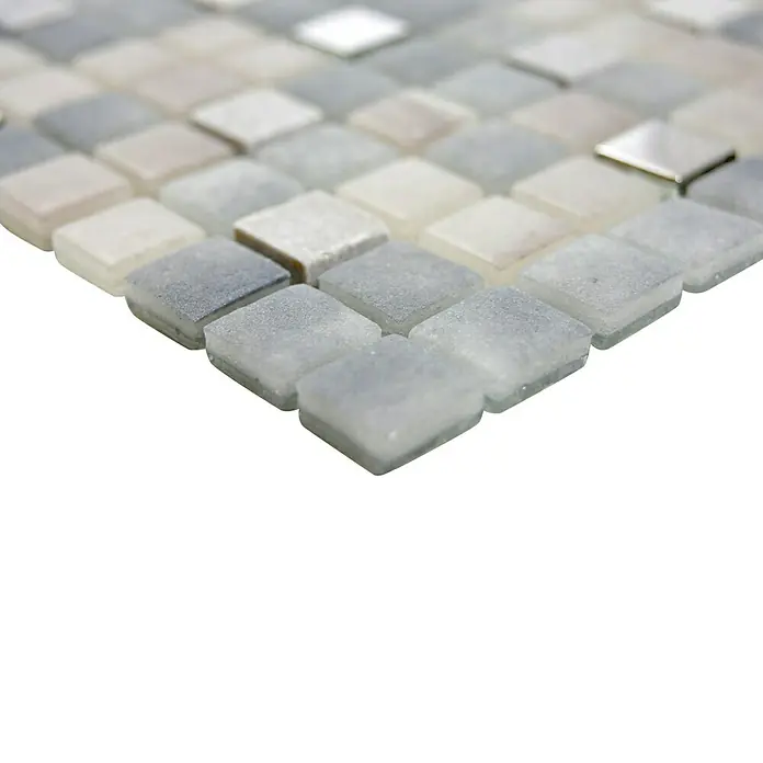 Mosaikfliese Quadrat Crystal Mix LOPE 04AN - 30 x 30 cm, Grau, Glänzend - Detailaufnahme