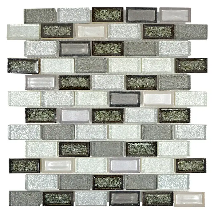 Mosaikfliese Crystal Mix ICE BR19 - 30 x 30 cm, Grau, Glänzend - Ansicht von oben